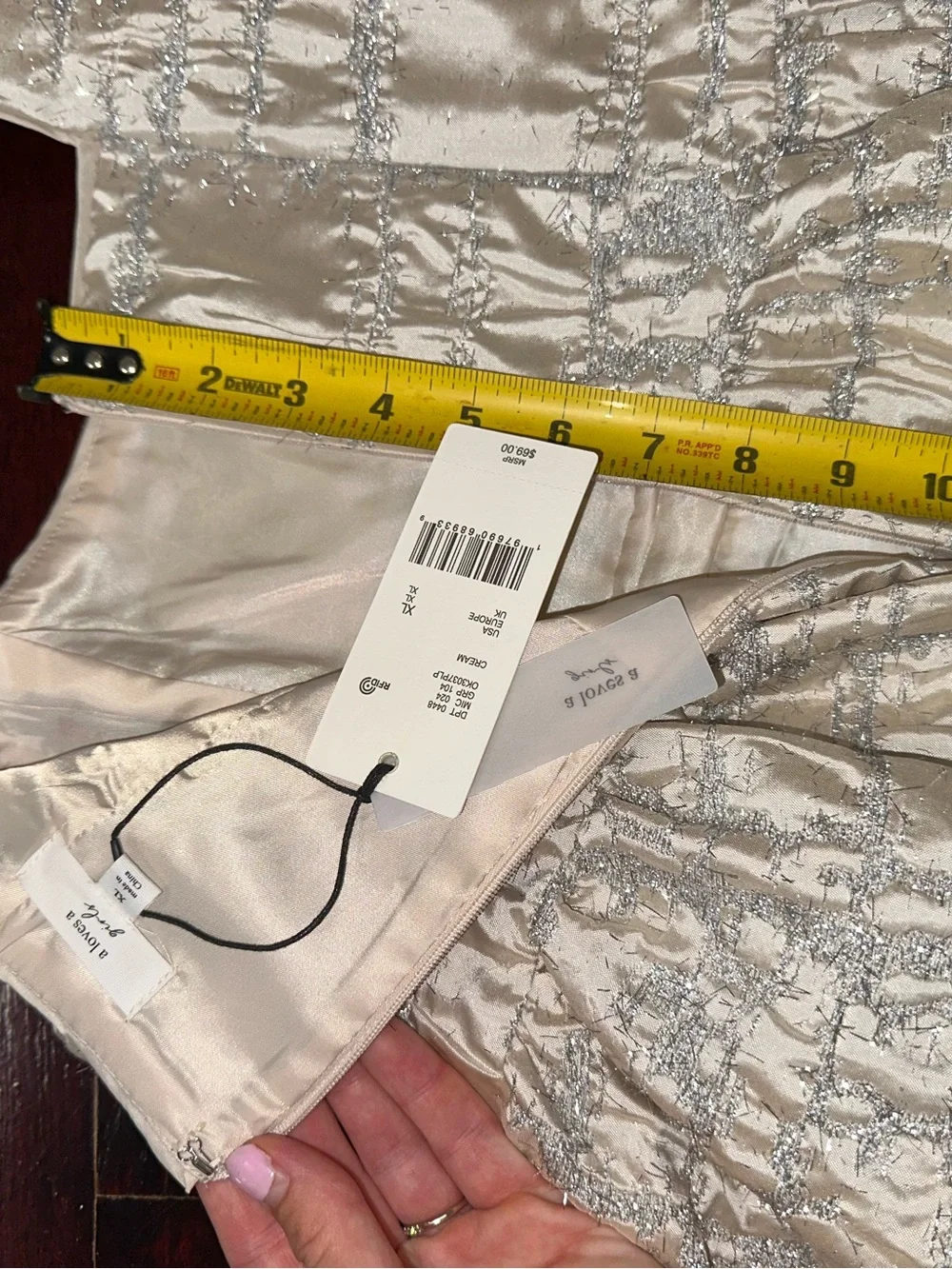 a Loves a Girls Cream Metallic Patterned Tie-Shoulder Party Dress Size XL
